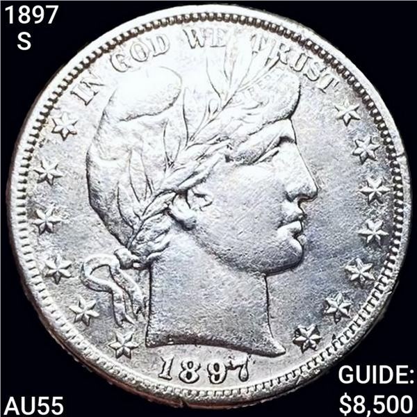 1897-S Barber Half Dollar CHOICE AU