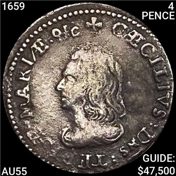 1659 LORD BALTIMORE MARYLAND 4 PENCE HIGH GRADE U