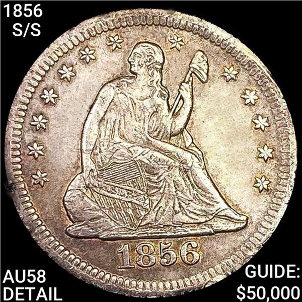 1856-S/S Seated Liberty Quarter CHOICE AU DETAIL