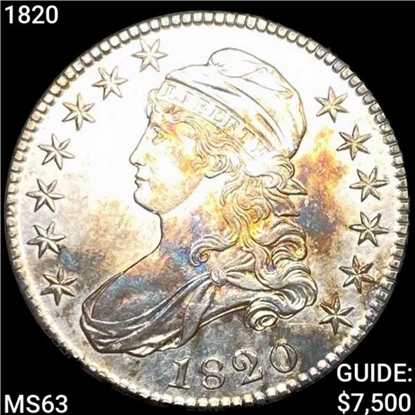 1820 Capped Bust Half Dollar CHOICE AU UNCIRCULAT