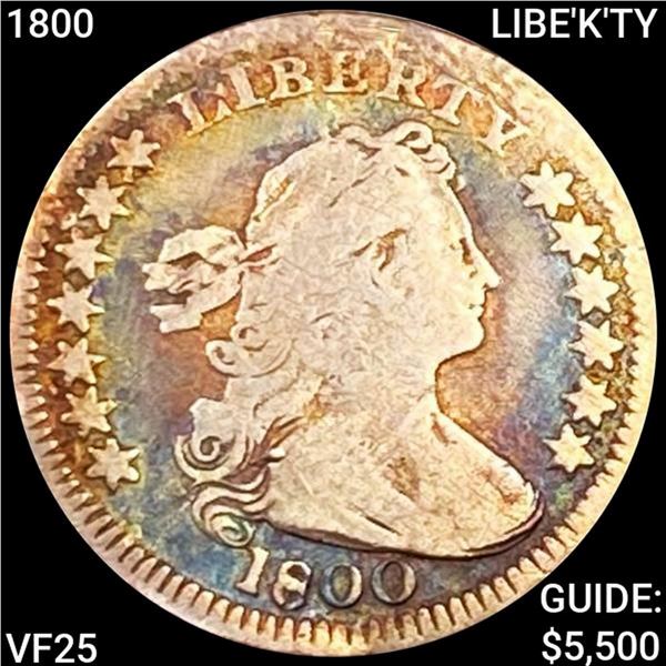 1800 LIBE'K'TY Draped Bust Half Dime LIGHTLY CIRC