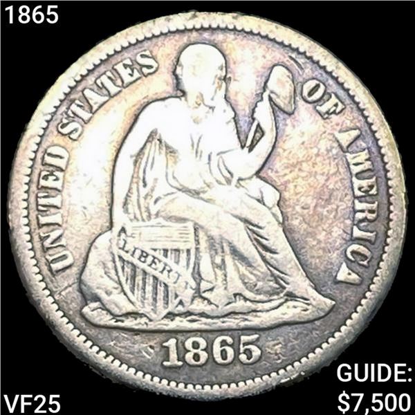 1865 Seated Liberty Dime LIGHTLY CIRC