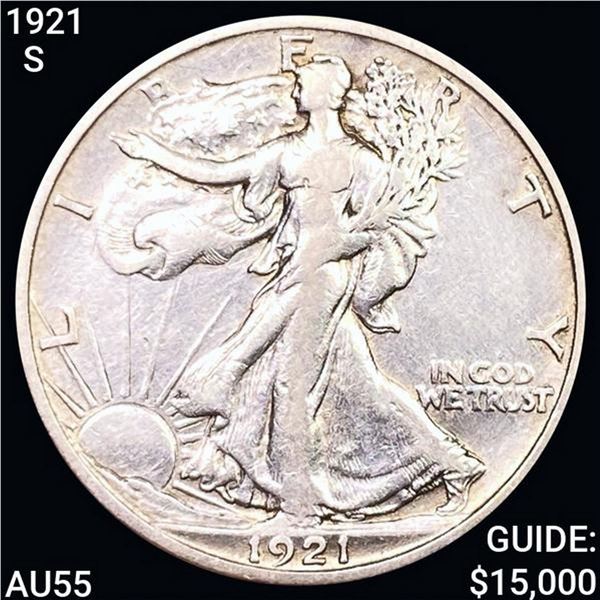1921-S Walking Liberty Half Dollar CHOICE AU