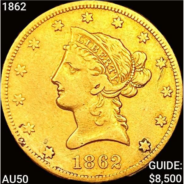 1862 $10 Gold Eagle LIGHTLY CIRCULATED