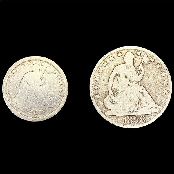 (2) Varied Seated Liberty Coins (1840-O, 1858-O) N