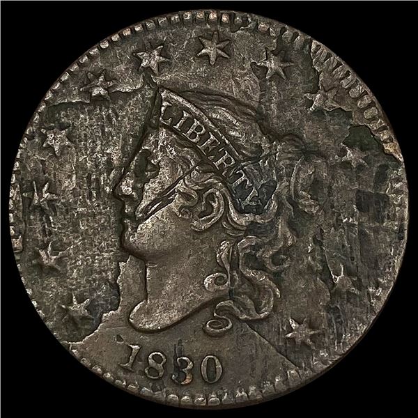 1830 Mint Error Lamination Large Cent NEARLY UNCIR