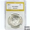Image 1 : 1921 Silver Peace Dollar PGA MS64 High Relief
