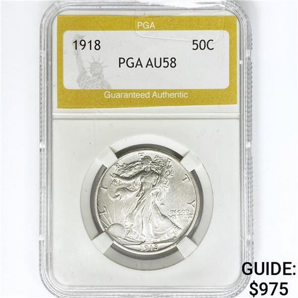 1918 Walking Liberty Half Dollar PGA AU58