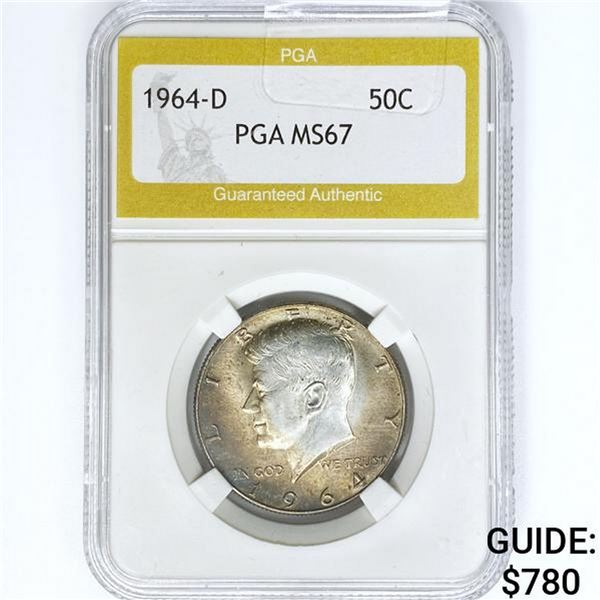 1964-D Kennedy Half Dollar PGA MS67