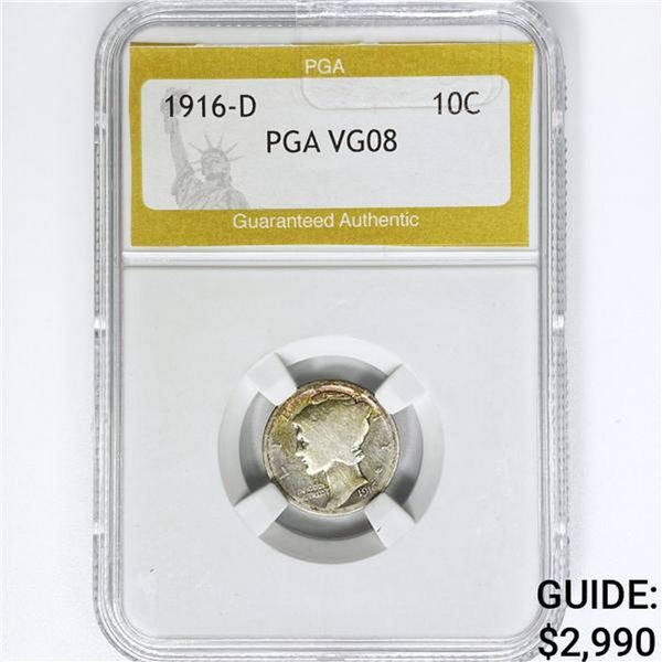 1916-D Mercury Silver Dime PGA VG08
