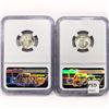 Image 2 : 1942-D Set (2) Mercury Silver Dime NGC MS65 FB