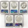 Image 2 : 1987 Set (5) American Silver Eagles NGC MS69