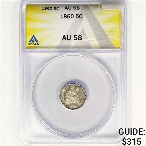 1860 Seated Liberty Nickel ANACS AU58