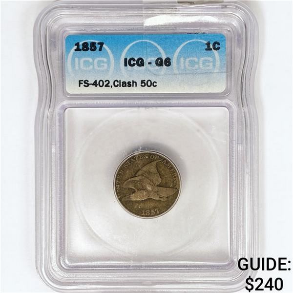 1857 Flying Eagle Cent ICG G6