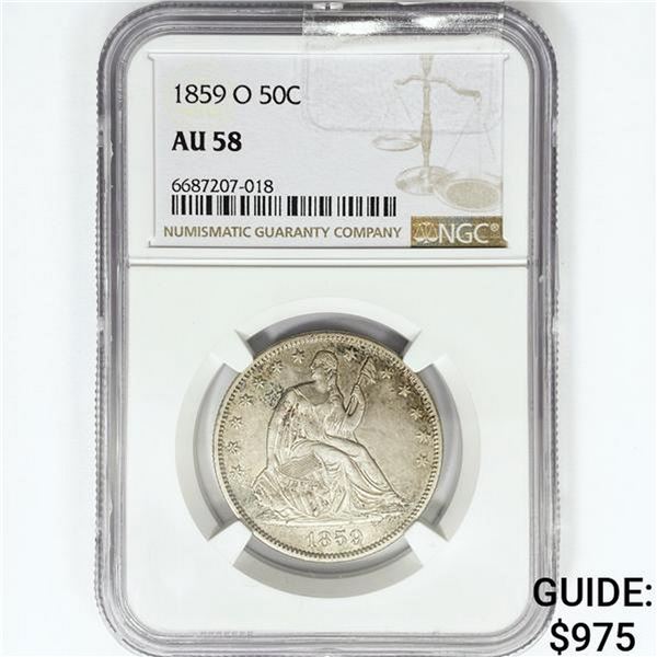 1859-O Seated Liberty Half Dollar NGC AU58