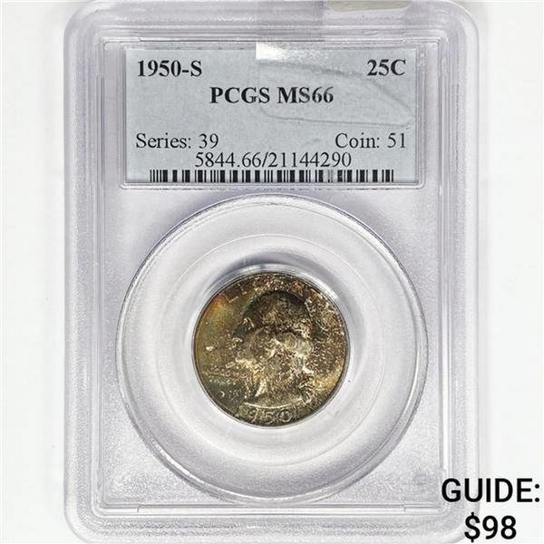 1950-S Washington Silver Quarter PCGS MS66