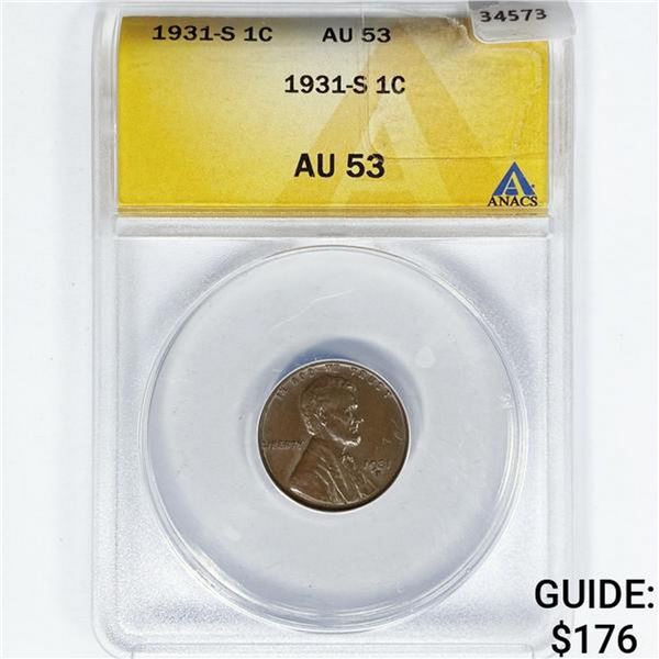 1931-S Wheat Cent ANACS AU53