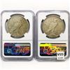 Image 2 : 1934 SET (2) Peace Dollars NGC VF30