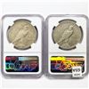 Image 2 : 1934 SET (2) Peace Silver Dollars NGC VF