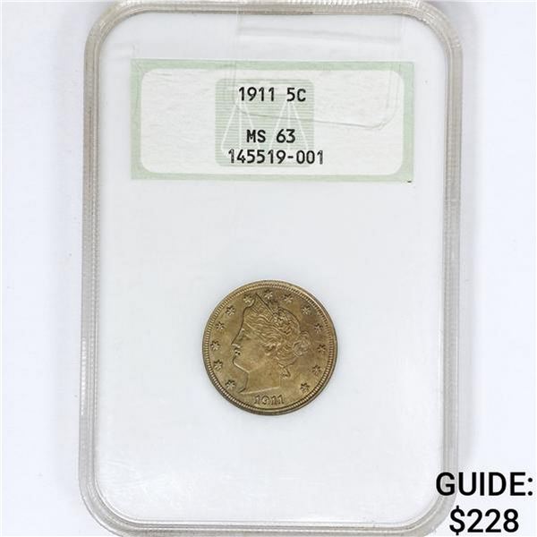 1911 Liberty Victory Nickel NGC MS63