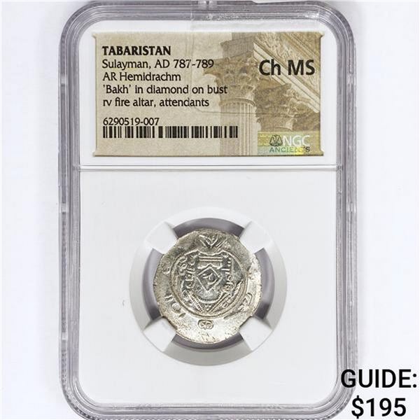 AD 787-789 Tabaristan AR Hemidrachm NGC Ch MS