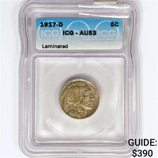 1917-D Buffalo Nickel ICG AU53