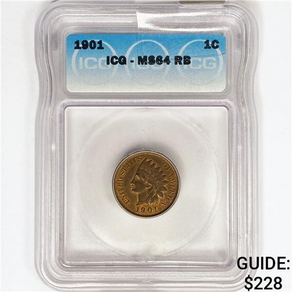 1901 Indian Head Cent ICG MS64 RB