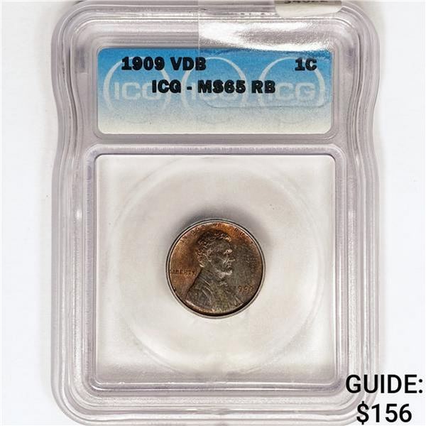 1909 VDB Wheat Cent ICG MS65 RB