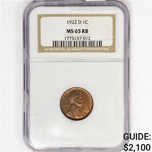 1922 Wheat Cent NGC MS65 RB