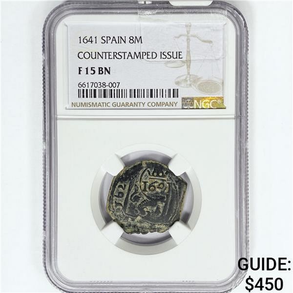 1641 Spain 8Maravedis NGC F15 BN