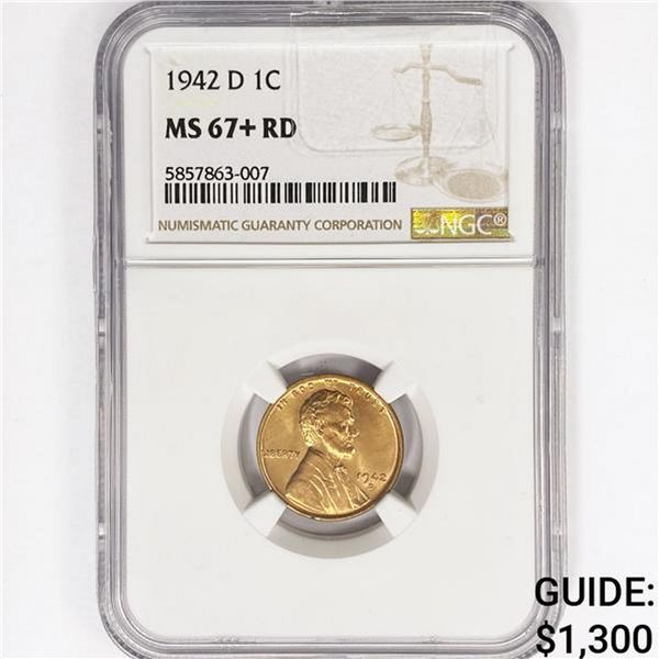 1942-D Wheat Cent NGC MS67+ RD