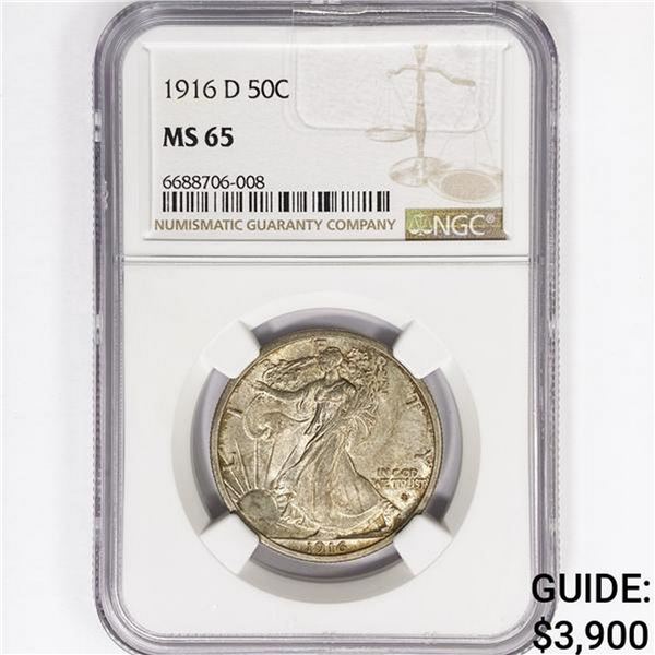 1916-D Walking Liberty Half Dollar NGC MS65