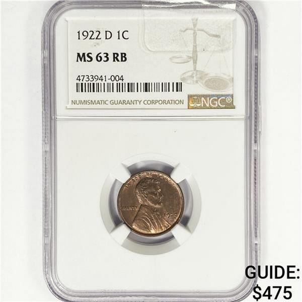 1922-D Wheat Cent NGC MS63 RB