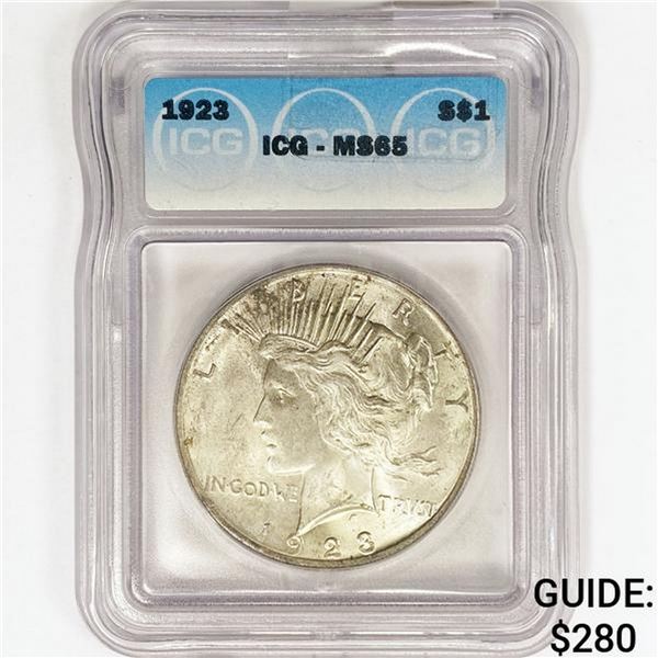 1923 Silver Peace Dollar ICG MS65