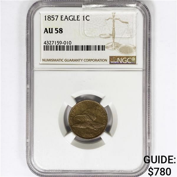 1857 Flying Eagle Cent NGC AU58