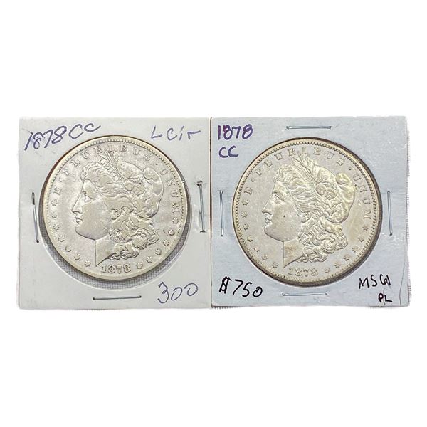 (2) 1878-CC Morgan Silver Dollars
