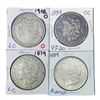(4) Morgan Silver Dollars (1879, 1889, 1892-CC,