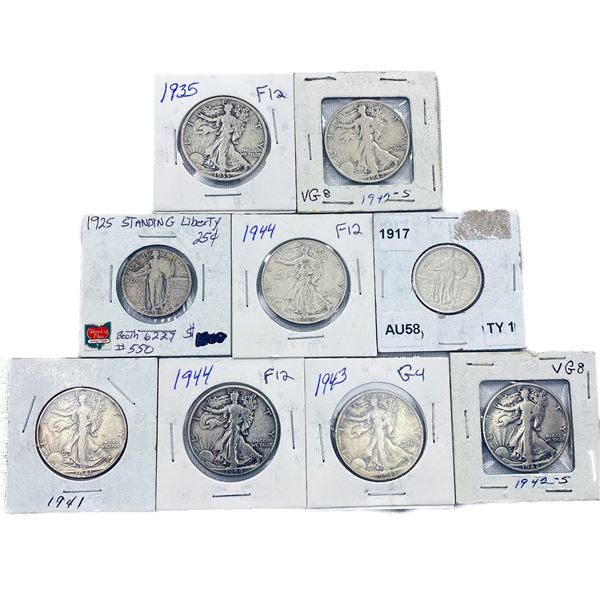 (9) Varied US Silver Coinage (1917, 19285, 1935,