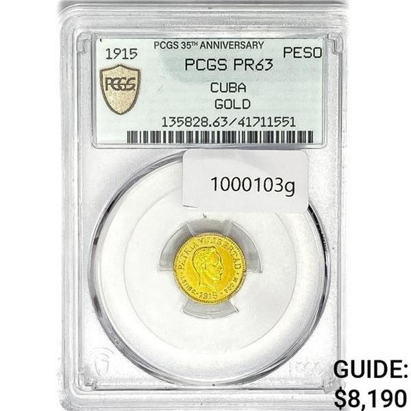 1915 Cuba Gold Peso PCGS PR63