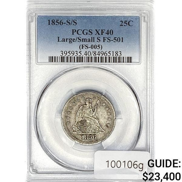 1856-S/S Seated Liberty Quarter PCGS XF40 Lg/Sm S