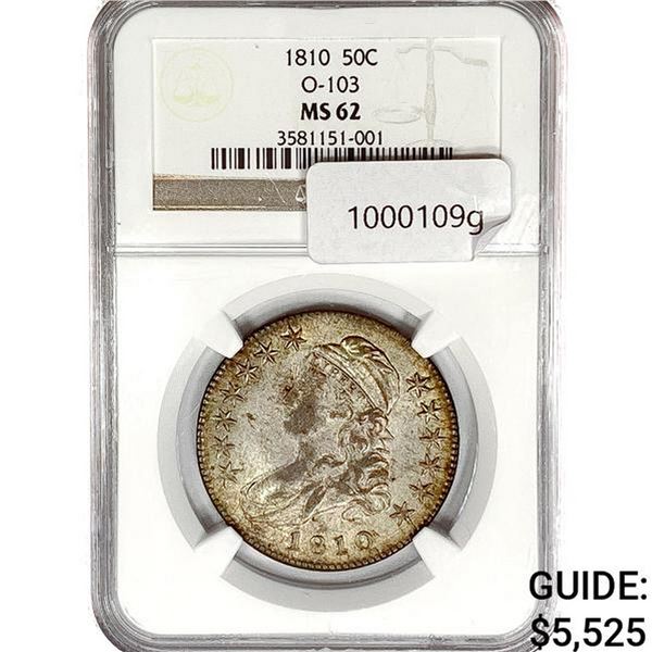 1810 Capped Bust Half Dollar NGC MS62 O-103