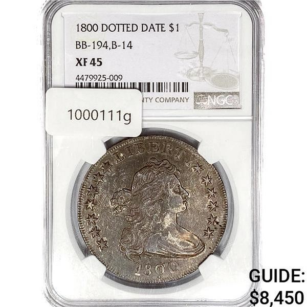 1800 Draped Bust Dollar NGC XF45 BB-194,B-14