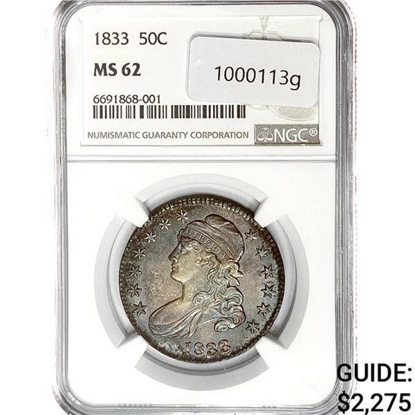 1833 Capped Bust Half Dollar NGC MS62