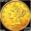 1891-CC $5 Gold Half Eagle CHOICE BU
