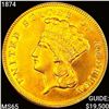 Image 1 : 1874 $3 GOLD PIECE GEM BU