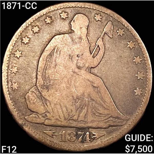 1871-CC Seated Liberty Half Dollar Arrows UNCIRCUL