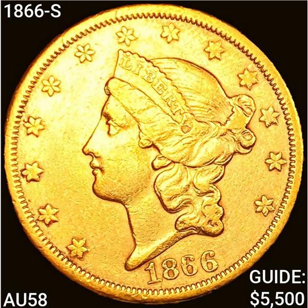 1866-S $20 Gold Double Eagle