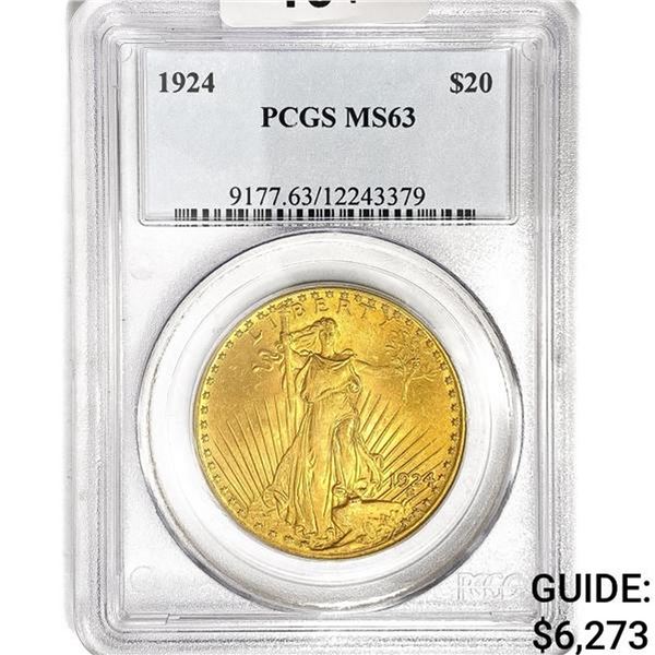 1924 SG $20 Gold Double Eagle PCGS MS63