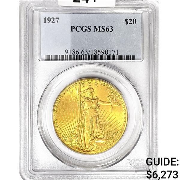1927 SG $20 Gold Double Eagle PCGS MS63