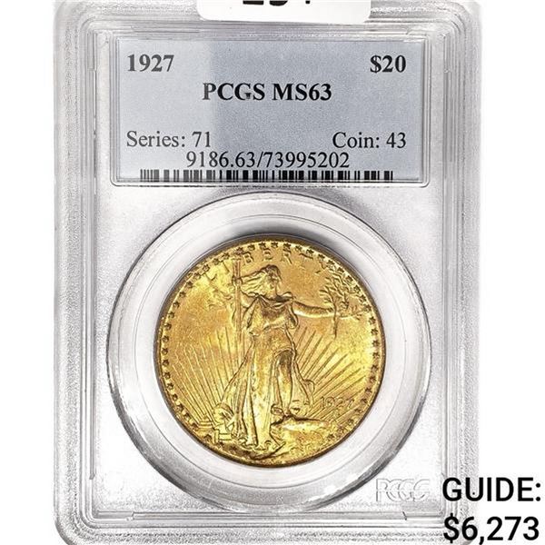 1927 SG $20 Gold Double Eagle PCGS MS63